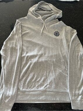 O'Neill Gray Hooded Pullover with Navy Chest Emblem